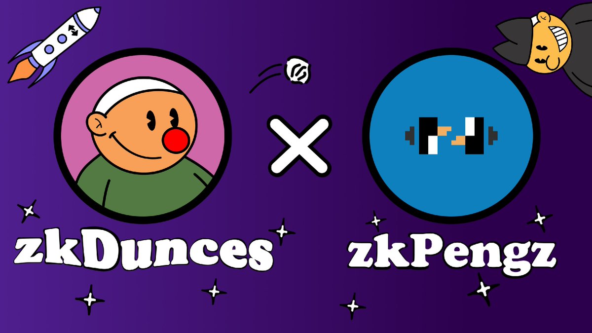 zkPengz's tweet photo. 🐧 zkPengz x zkDunces 🥳

Fully on-chain Pengz unite with cartoonish Dunces to slide together on the sea ice 🛷

🏆 We're giving away 50 Free Mint WL of zkDunces collection on @zkSync Era

🧊 Follow @zkPengz & @zkDunces
💙 Like & RT
❄️ Mention one benefit of being stored fully on-chain