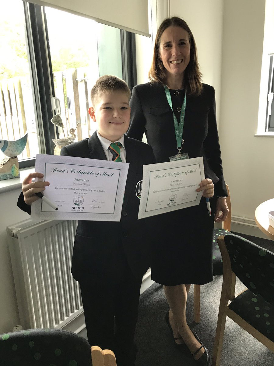 Well done to superstar Nathan,  who received two Head’s merits from Ms Cunningham today for exceptional performance in both Computing and Drama. Nathan - you’re going to go far!