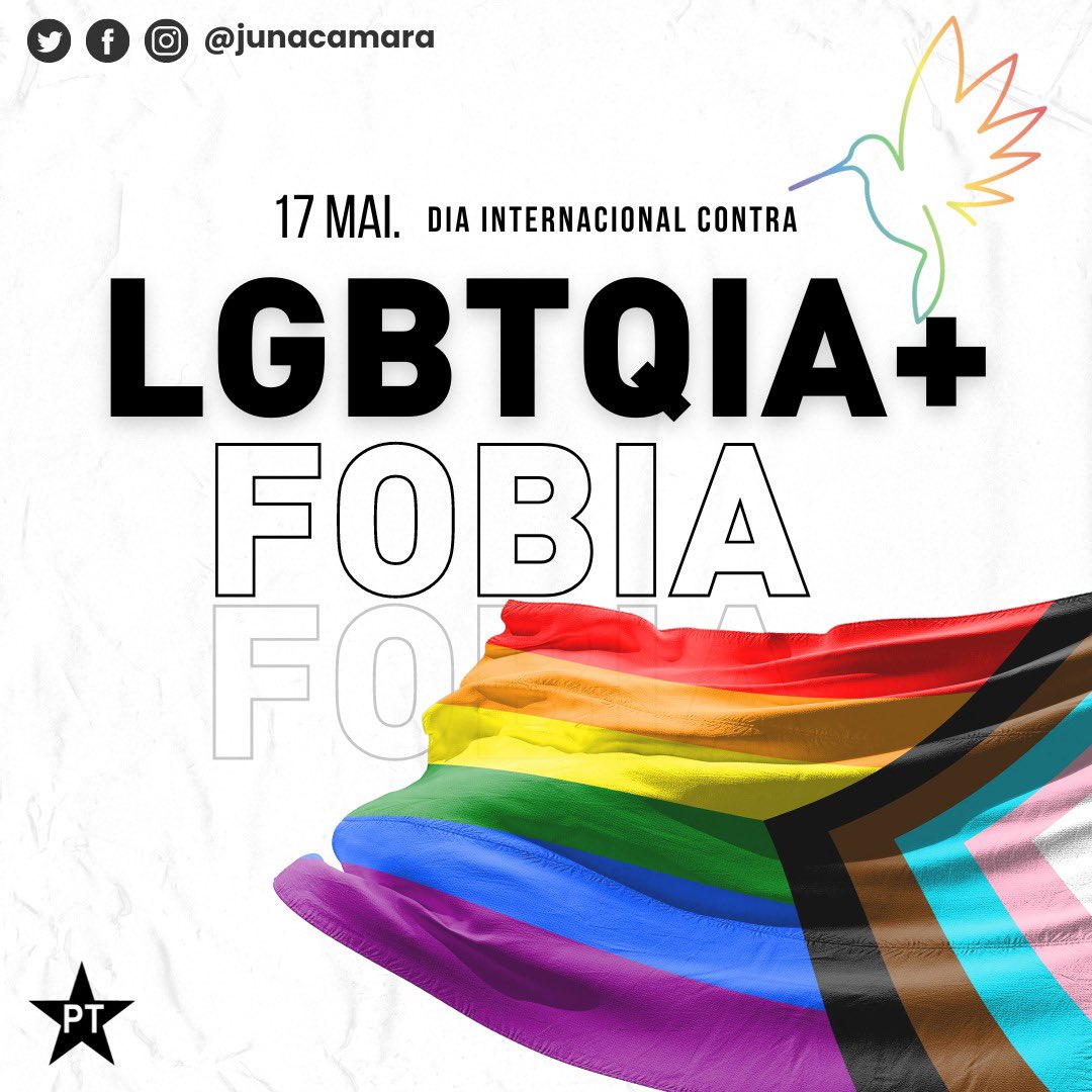 Junacamara's tweet image. Já sabemos que toda forma de amor vale a pena, agora precisamos combater cada vez mais esse crime inaceitável e avançar na construção de um Brasil que respeita a diversidade e que luta para não ser o pais que mais mata pessoas LGBTQIA+ no mundo. 

#junacamara #lgbtqiap #lgbt