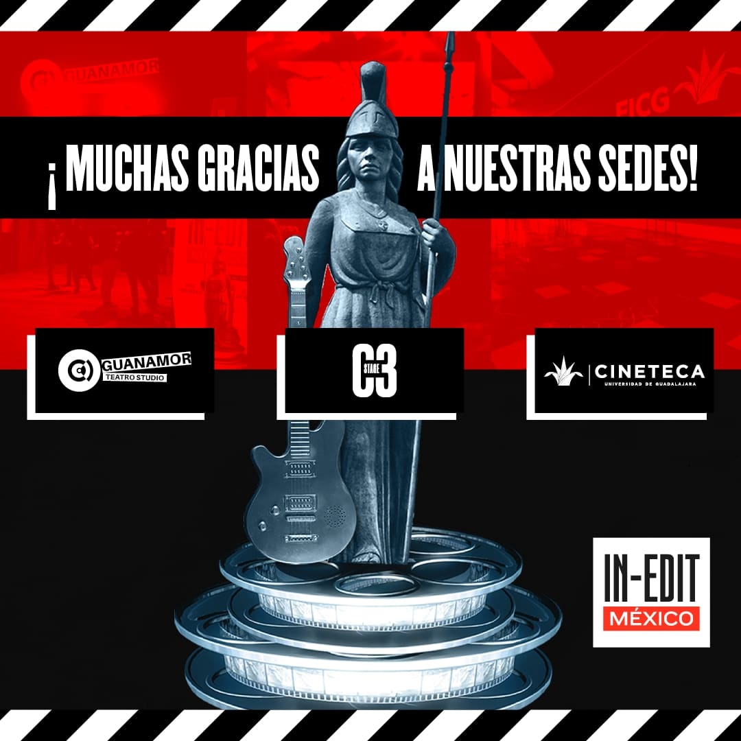 InEditMx_'s tweet photo. Agradecemos a nuestras sedes @guanamorteatrostudio @c3stage @cinetecaudeg por ser la casa de esta edición de In-Edit México 🎥🎞️🎙️

#ineditmexico https://t.co/veAsk3nT5t