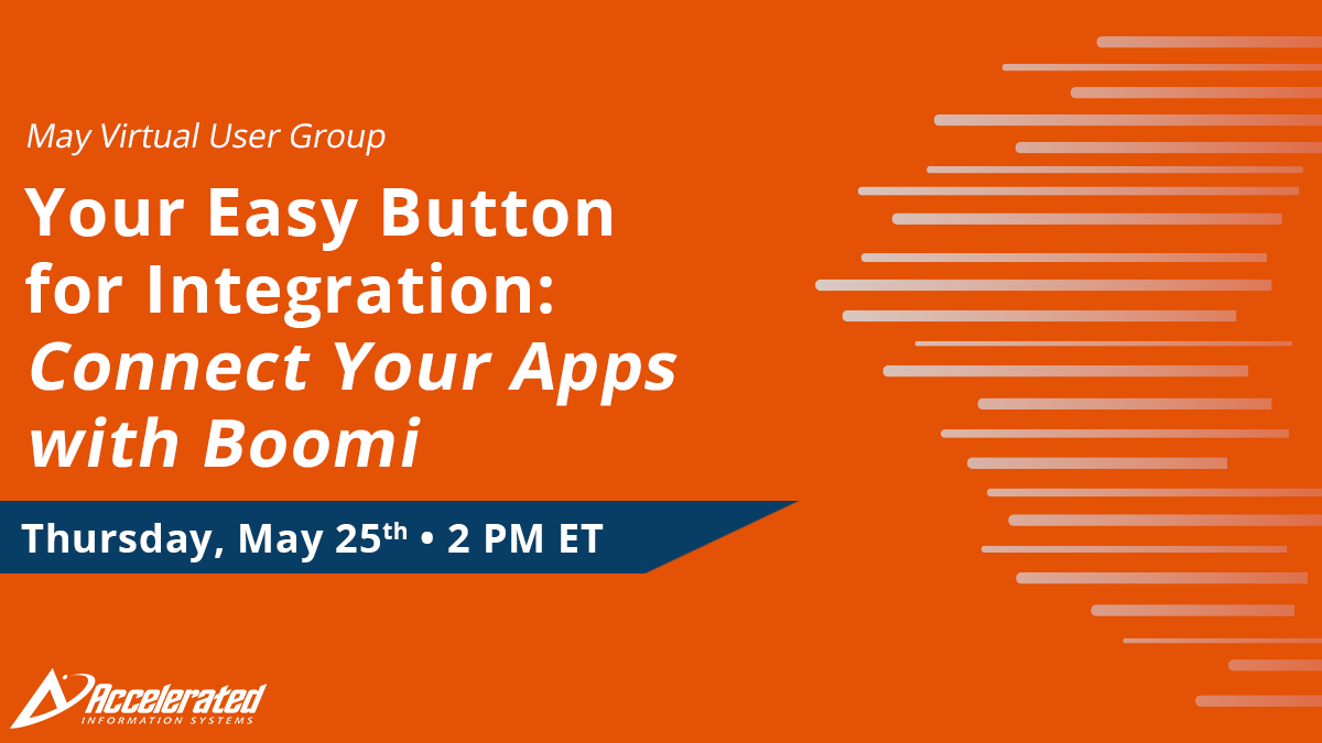 AISWW's tweet photo. Tune in next Thursday, May 25th for our #live #virtualusergroup to learn how to unlock new possibilities and say goodbye to #manualprocesses with @boomi: https://t.co/UY0VCQaiwQ

#iPaaS #digitaltransformation #integrate #accelerate https://t.co/r8I7vYCWnH