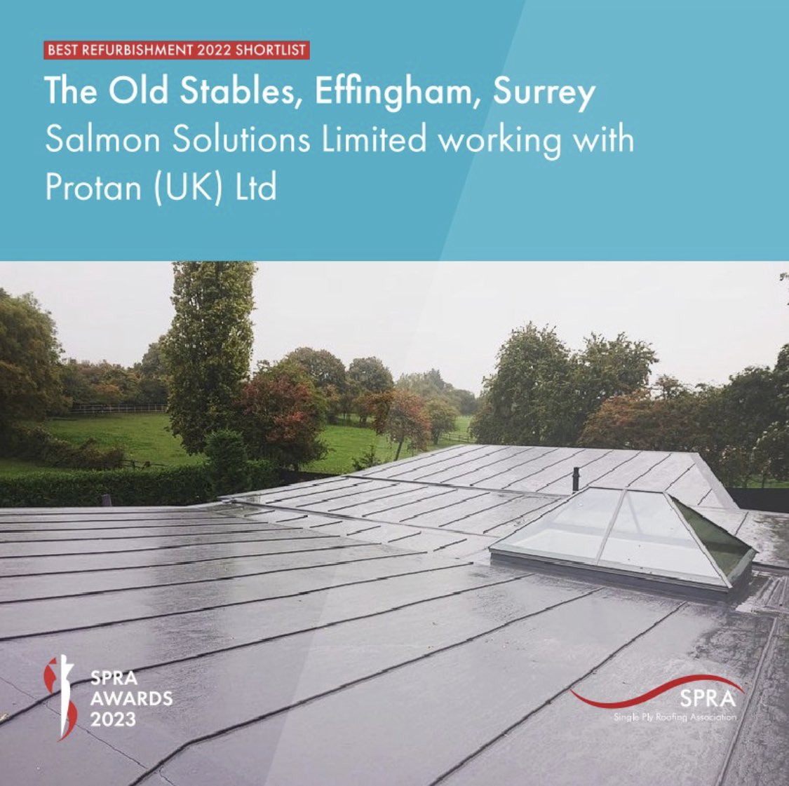 salmon_group's tweet image. 🙌 We have been shortlisted for ‘Best Refurbishment 2022’ at the upcoming #SPRAAwards2023 @singleply #Protan