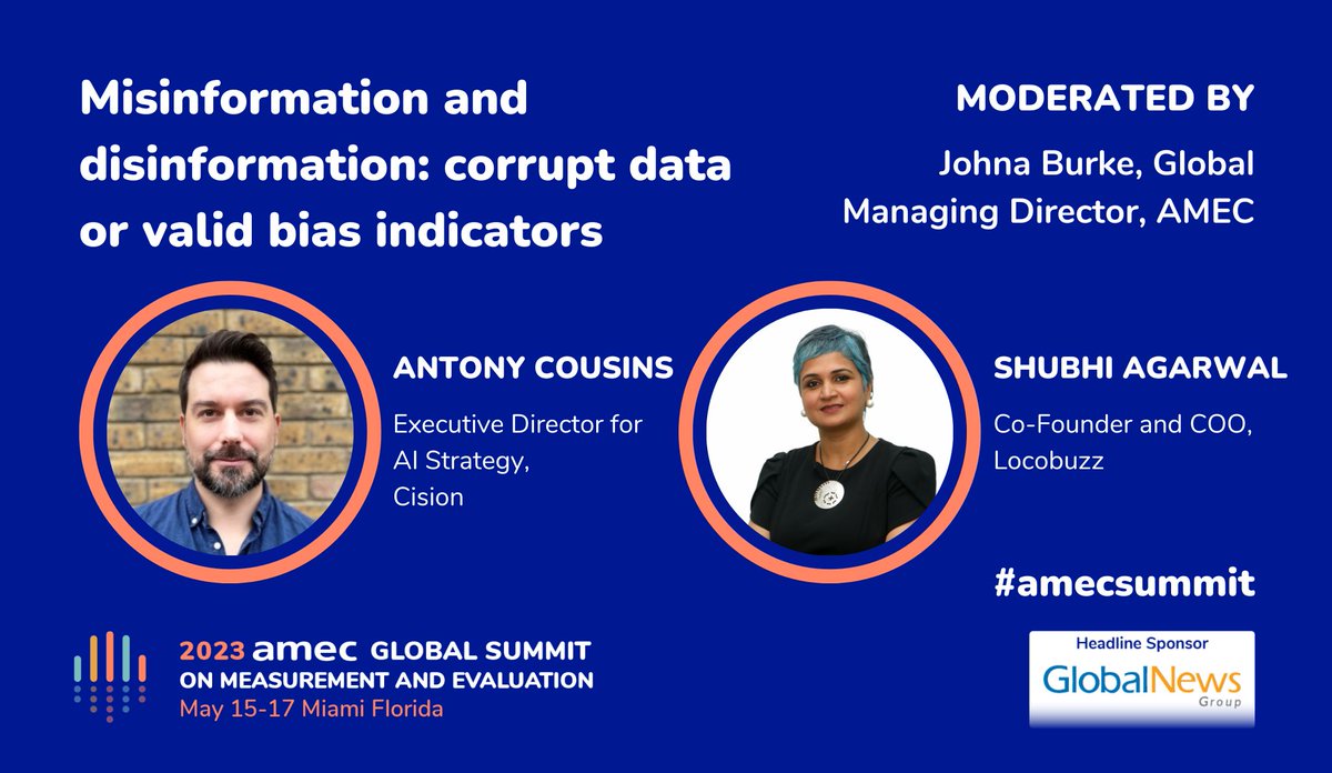 AmecOrg (@amecorg) on Twitter photo Misinformation and disinformation: corrupt data or valid bias indicators with <a href="/icommunis/">Ant Cousins</a> <a href="/cision/">Cision</a> & <a href="/sshubhi/">shubhi agrawal</a> <a href="/LocoBuzzIndia/">Locobuzz</a> at #amecsummit #miami
we are now in a post-GPT world and what impact that's had our abilities to detect the content. what do brands need to do differntly? Misinformation and disinformation: corrupt data or valid bias indicators with <a href="/icommunis/">Ant Cousins</a> <a href="/cision/">Cision</a> & <a href="/sshubhi/">shubhi agrawal</a> <a href="/LocoBuzzIndia/">Locobuzz</a> at #amecsummit #miami
we are now in a post-GPT world and what impact that's had our abilities to detect the content. what do brands need to do differntly?