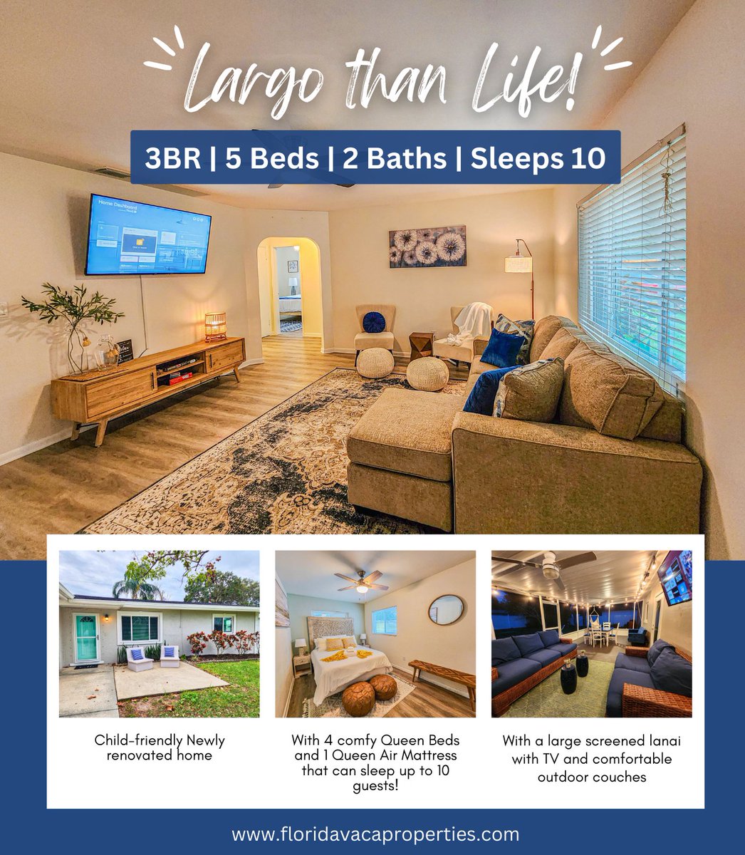 SPECIAL MAY PRICE ‼ 
(Check out our calendar on the link)

👉Book direct to save: bit.ly/3nE502f

#Largo #FloridaVacation #largolife #booknow #weekendvibes #florida #vacation #booknowtravellater #familyvacation #shorttermrentals