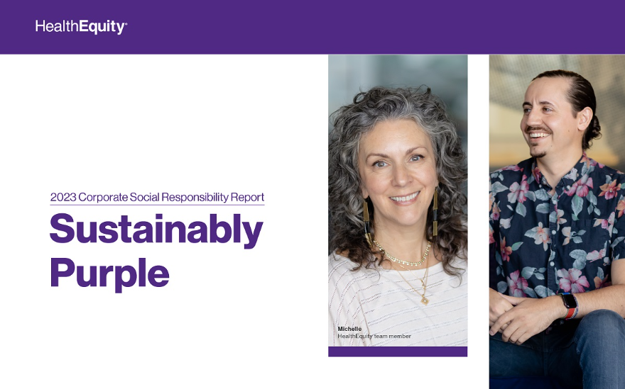 HealthEquity's tweet photo. The 2023 Sustainably Purple Corporate Social Responsibility Report is here! 🌎 Read about the 3 important areas and our approach to environmental, social, and governance (#ESG) topics: https://t.co/IMSOSqjBA1
#csrreport #sustainability #governance #environment https://t.co/ultP0O3qXv