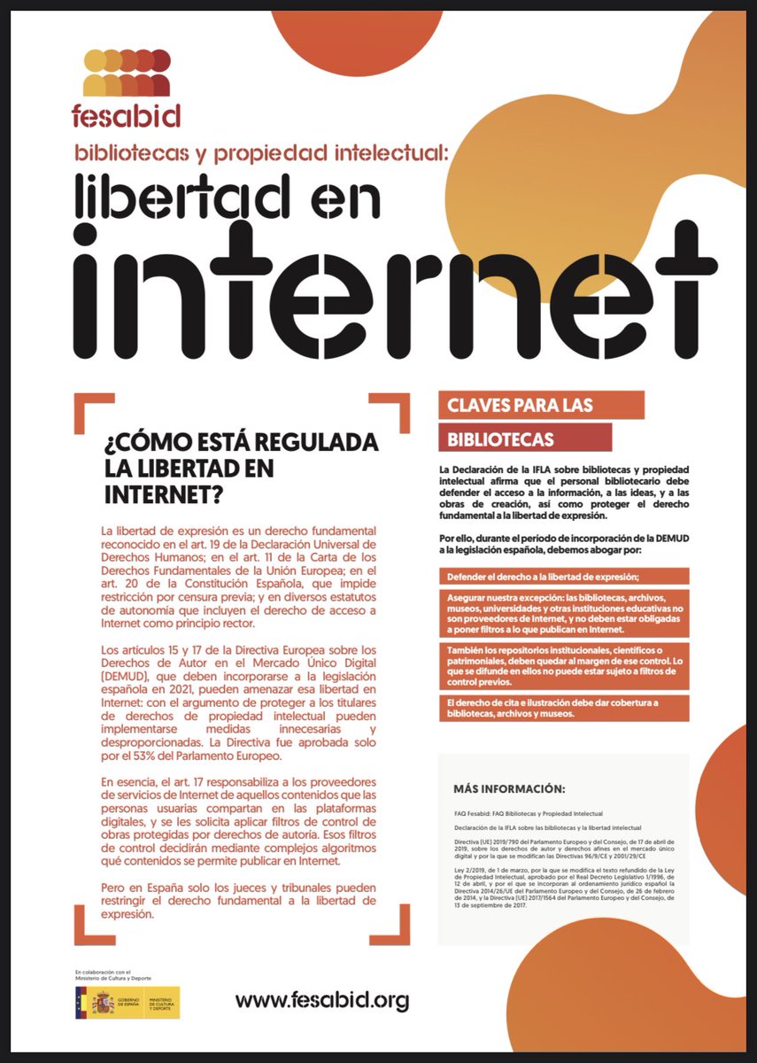 AnikaWing's tweet photo. Las bibliotecas, repositorios institucionales y científicos, archivos, museos, universidades y otras instituciones educativas no son proveedores de Internet, y no deben estar obligadas a poner filtros a lo que publican en Internet. 
#DiaDeInternet https://t.co/mMCXMLtIoL