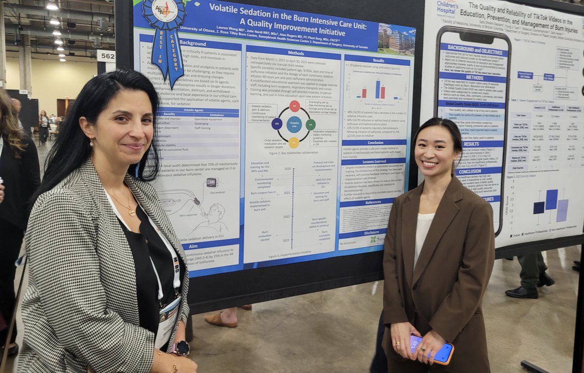 #ameriburn #sunnybrook So proud of Julie Nardi, Lauren Wong, <a href="/burnsurgeon1/">Alan Rogers</a> - "Volatile Sedation in the Burn Intensive Care Unit: A Quality Improvement Initiative." Best in category!!