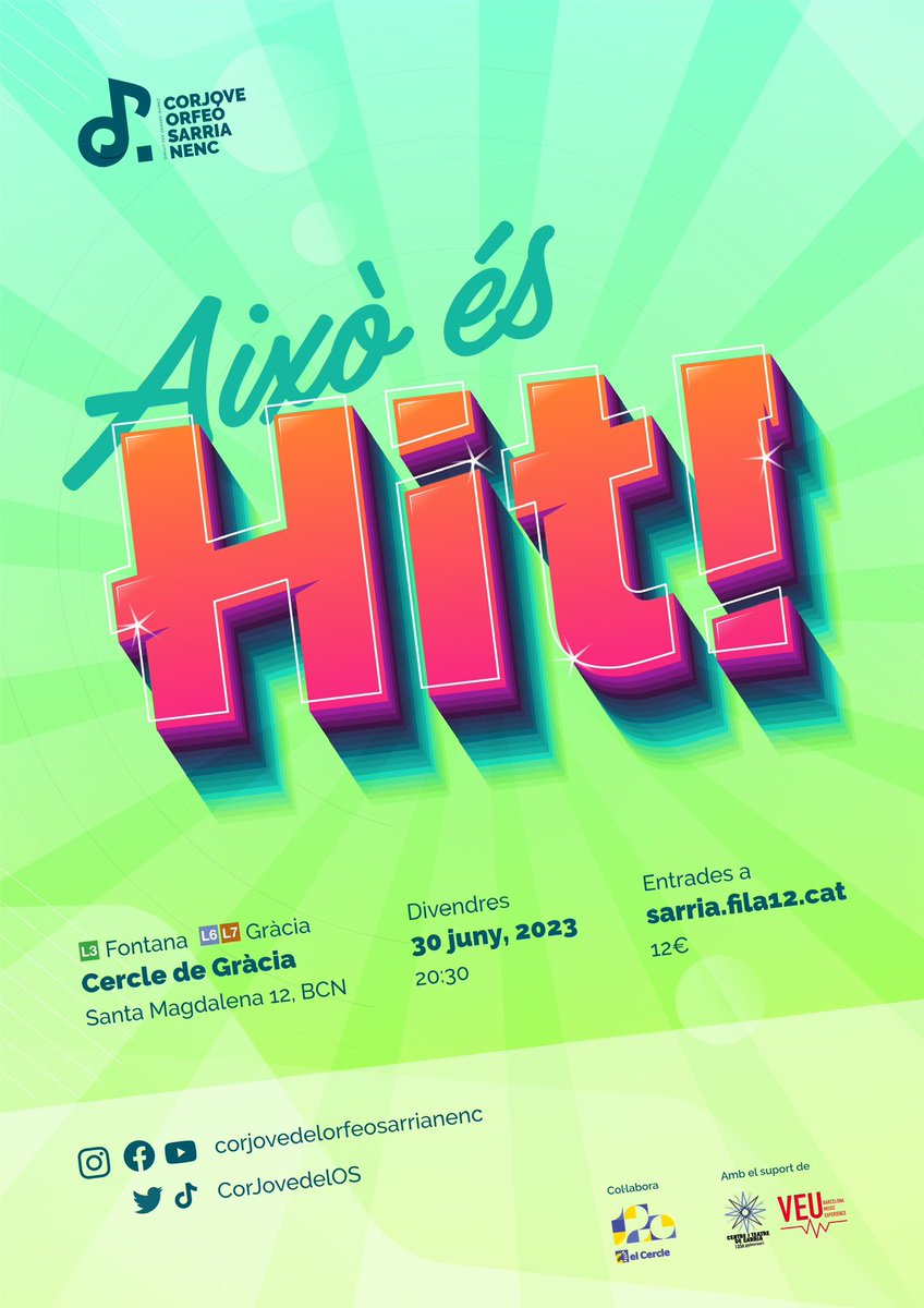 “𝗔𝗜𝗫𝗢̀ 𝗘́𝗦 𝗛𝗜𝗧” és un espectacle on podreu trobar cançons d’artistes com Michael Jackson, Katy Perry, George Michael, Leonard Cohen, Coldplay i Alphaville entre d’altres🤩🤘🏻

💚Ja pots aconseguir la teva entrada!

lc.cx/sqPRWb