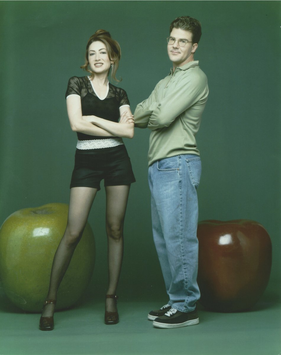 LAGurwitch's tweet photo. Got a request for #dinnerandamovie @TBSNetwork picture- here goes- we posed with a lot of oversized fruit in those days- https://t.co/RL1qDn8C3y