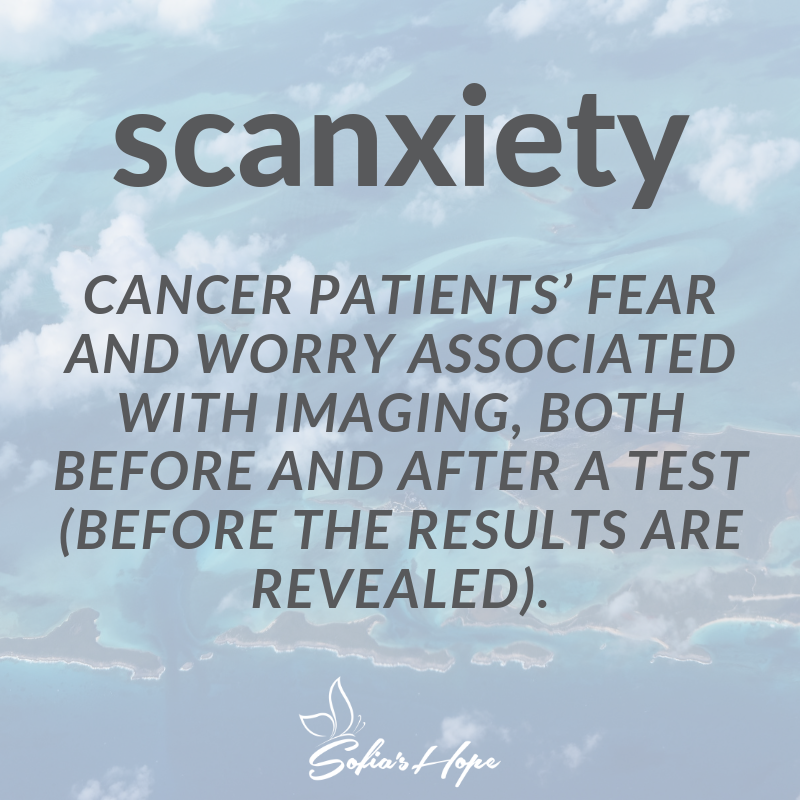 Amy look like a made up word but the anxiety and fear are REAL for the patient, the parents and siblings.  

We hold our breath until we get the all clear and then heave huge sigh of relief until the next scan when the cycle begins anew.

#ChildhoodCancerAwareness
#Scanxiety
#Fea