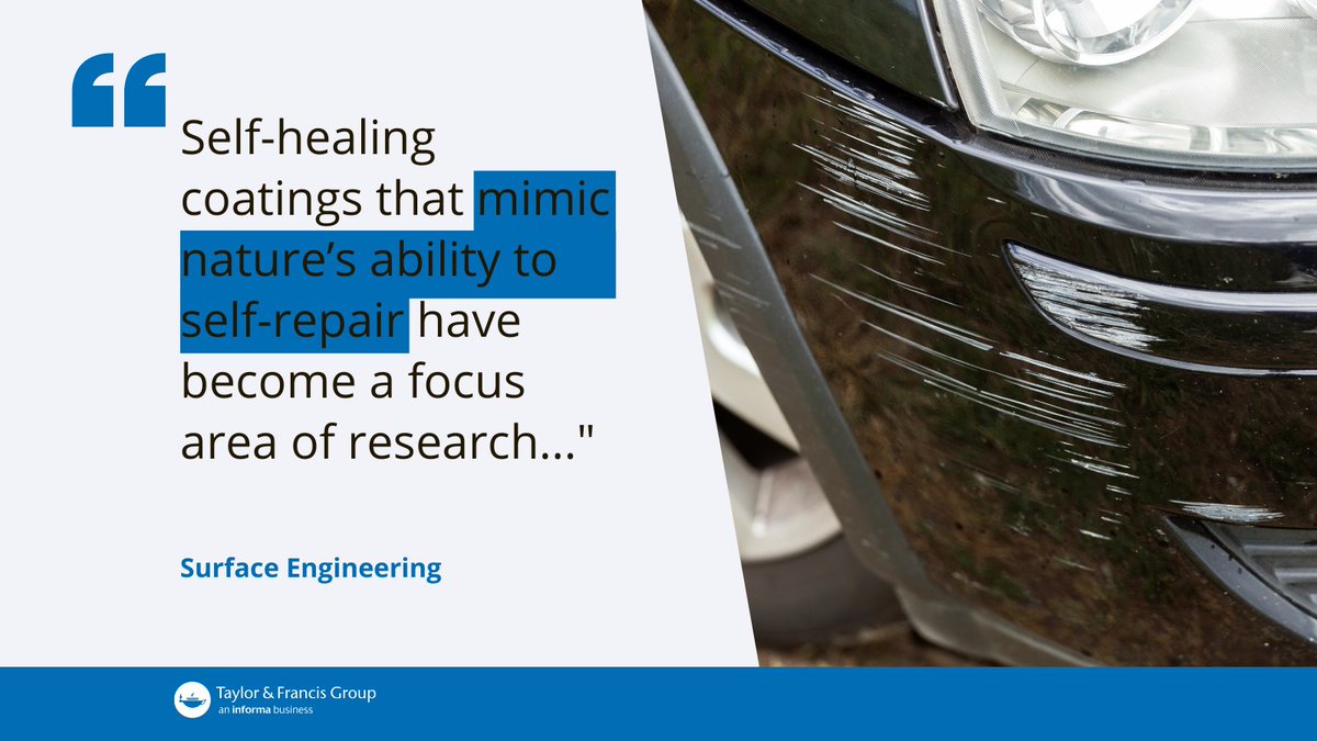 tandfSTEM's tweet image. How useful would it be if man-made objects could heal themselves?🩹 

This editorial looks into the exciting world of self-healing coatings and the research behind them 🔬 

🔓 Available for a limited time: spr.ly/6010Oeaay

@IOM3journals #Polymers #ChemEngineering