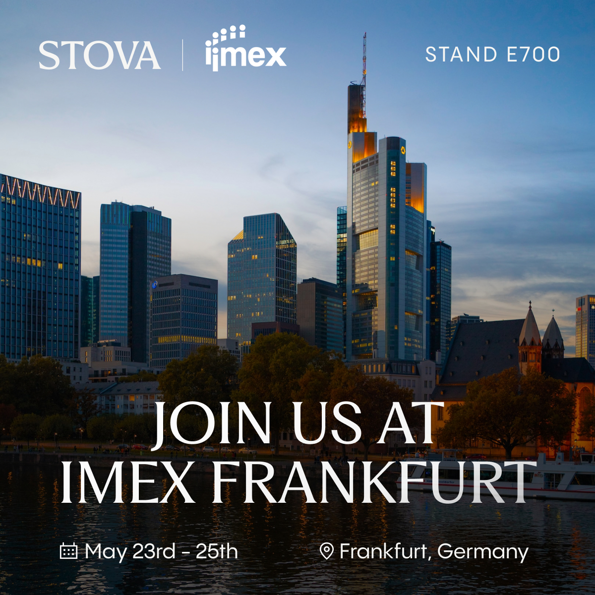 stovatech's tweet image. Stova is going to IMEX in Frankfurt, Germany next week... will we see you there? 

Stop by @Stova at Stand E700 in Hall 8. Swing by and have a drink on us. Meet the team and discover how we can make your future event planning seamless. 

#Stova #Elevatetheepic #IMEX2023