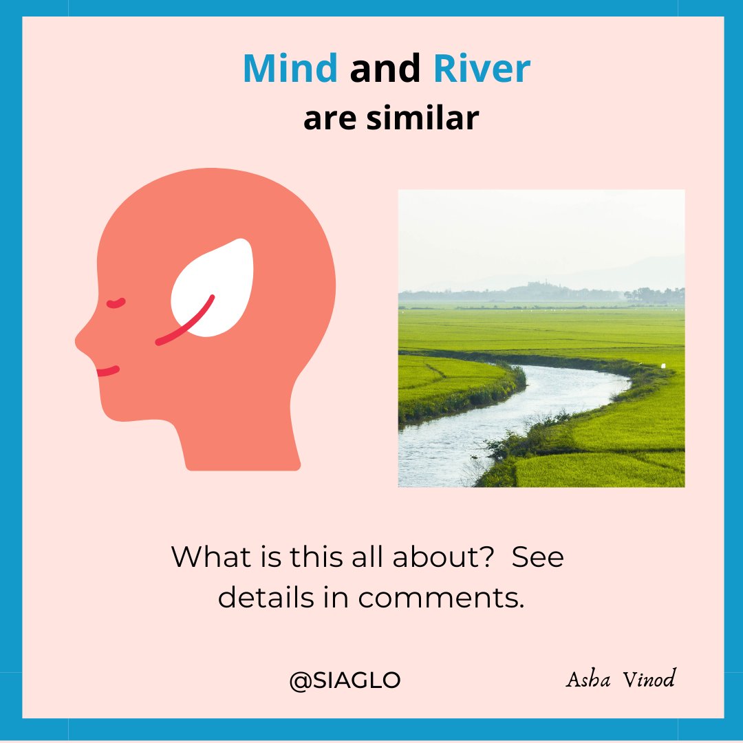 siaforglo's tweet image. Mind is made of thoughts same way as river contains water.
Both are not good when they are stagnant. Let go of negative  thoughts,  and let the thoughts flow like a river. 
Mind is clean when it has good thoughts.  River is clean when the water is pure. 
#mindlikeriver #puremind