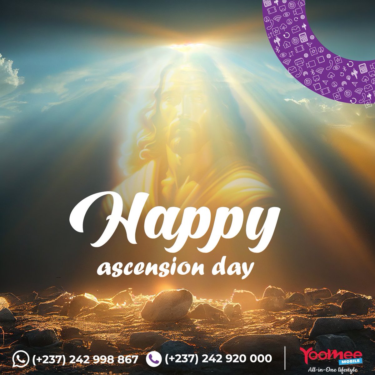 Yoomee_mobile's tweet photo. C'est l'ascension, ce jour spécial qui nous rappelle l'élévation du Christ au ciel...
Alors bonne fête de l'Ascension à toute la communauté chrétienne.

#HappyDay #AscensionDay #YoomeeMobile #YoomeeMoney https://t.co/OWChMKs48X