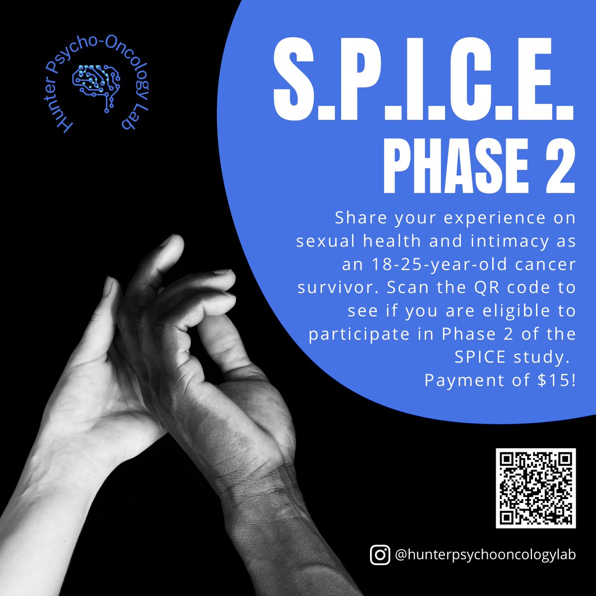 HunterPOLab's tweet photo. Young adult cancer survivors aged 18-25 needed for the SPICE study on sexual health knowledge, interpersonal relationships, and body image. https://t.co/19wuWR4usS
#cancersurvivor #youngadulthealth #SPICEStudy #AYAsurvivor #sexualhealth #AYACSM #OncologyTwitter #cancerresearch https://t.co/xJONFOcf0L