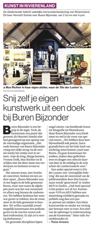 Mag ik jullie aandacht voor Buren Bijzonder '23? De kunstroute is te beleven op 2, 3 en 4 jun in @BurenStad en omgeving. Check ook de specials. burenbijzonder.nl #kunst #kunstroute Bron: De Gelderlander