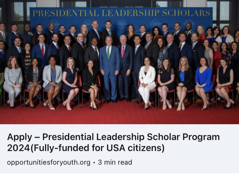 Applications are now open for the Presidential Leadership Scholars program! Don't miss this #opportunity! Apply today: bit.ly/44L4Mam #leadership #fellowships #fullyfunded