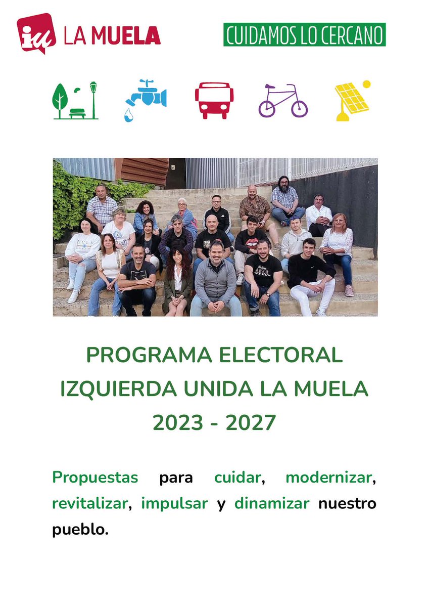 Os dejamos un enlace a nuestro programa electoral para La Muela, con nuestras propuestas para cuidar nuestro pueblo y a sus vecinos, desde la cercanía, el trabajo y con mucho cariño.
Puedes acceder desde el siguiente link: acortar.link/zkogl6