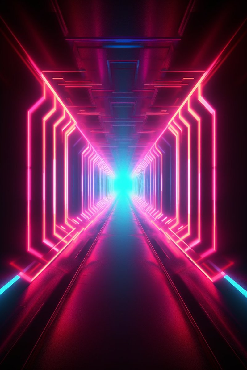 HBCoop_'s tweet image. 🔹Prompt: Abstract neon tunnel, in the style of synthwave, geometric shapes, symmetrical