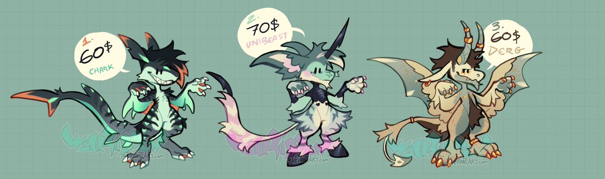 OKAY HELLO I'm having fun with the tiny base..,, SO another 3 set of adopts! You can claim via Twit or on TH here toyhou.se/WellHidden/cha… !