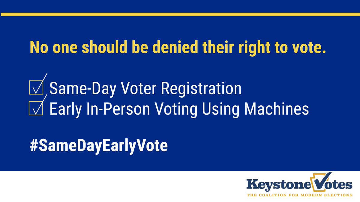 Allowing early in-person voting would relieve congestion at polling locations &amp; give individuals w/ challenging work schedules or family situations the chance to choose the time to vote that works best for them. #SameDayEarlyVote