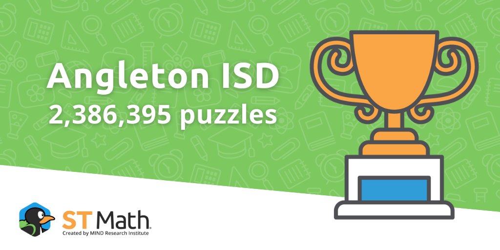 STMathTX's tweet photo. Way to finish the year strong @AngletonISD🐧💪🏆🎉 We are so proud of all the hard work you put in this year! #stmathtx https://t.co/UBRtA8L0VM