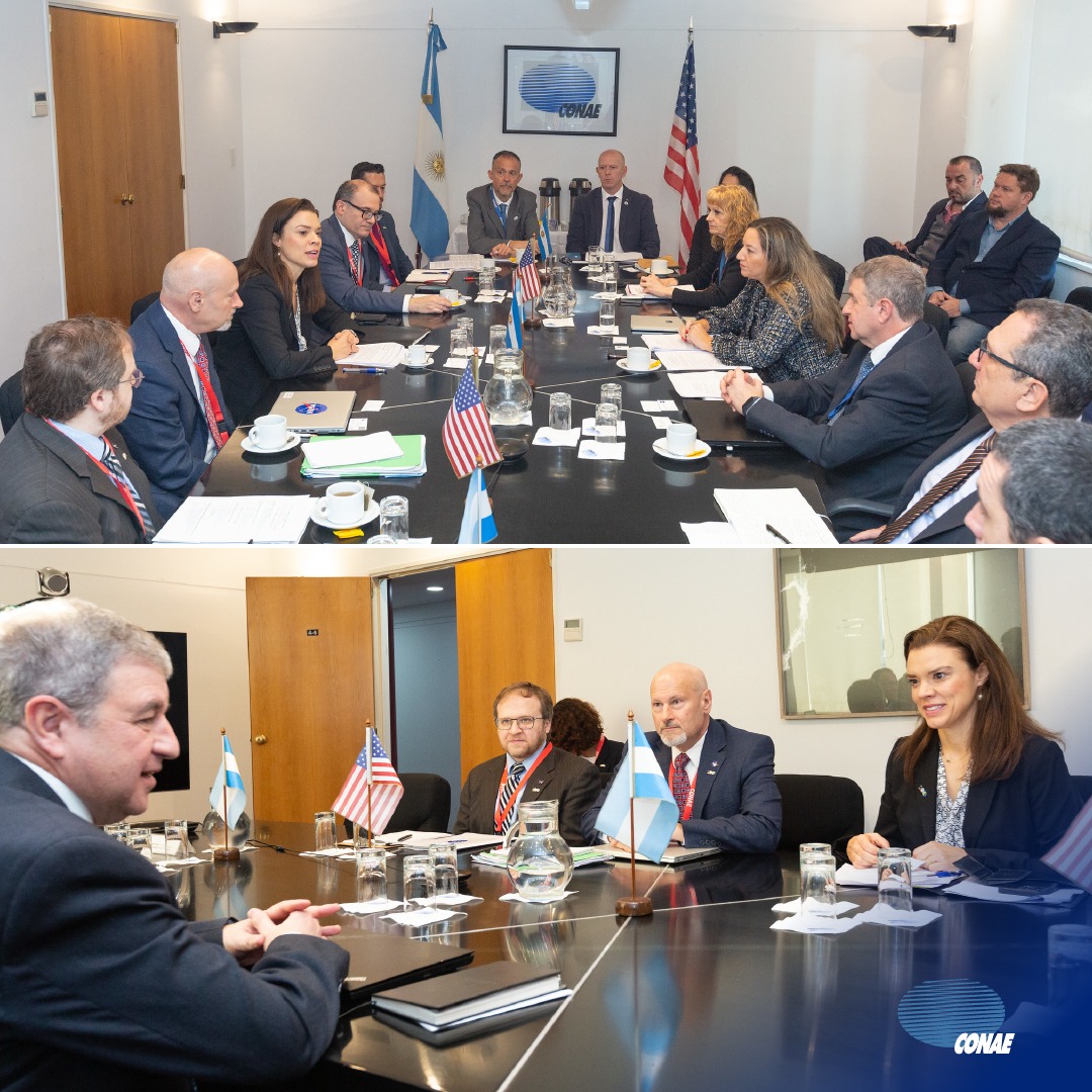 CONAE_Oficial's tweet photo. En el marco de la conmemoración de los 200 años de relación bilateral, Argentina y EEUU celebraron el 2do Diálogo sobre Cooperación Espacial.  Representantes de @NASA, @StateDept, @CONAE_Oficial y @CancilleriaARG profundizaron el intercambio en un área estratégica y en expansión. https://t.co/KuZuRBnhVr