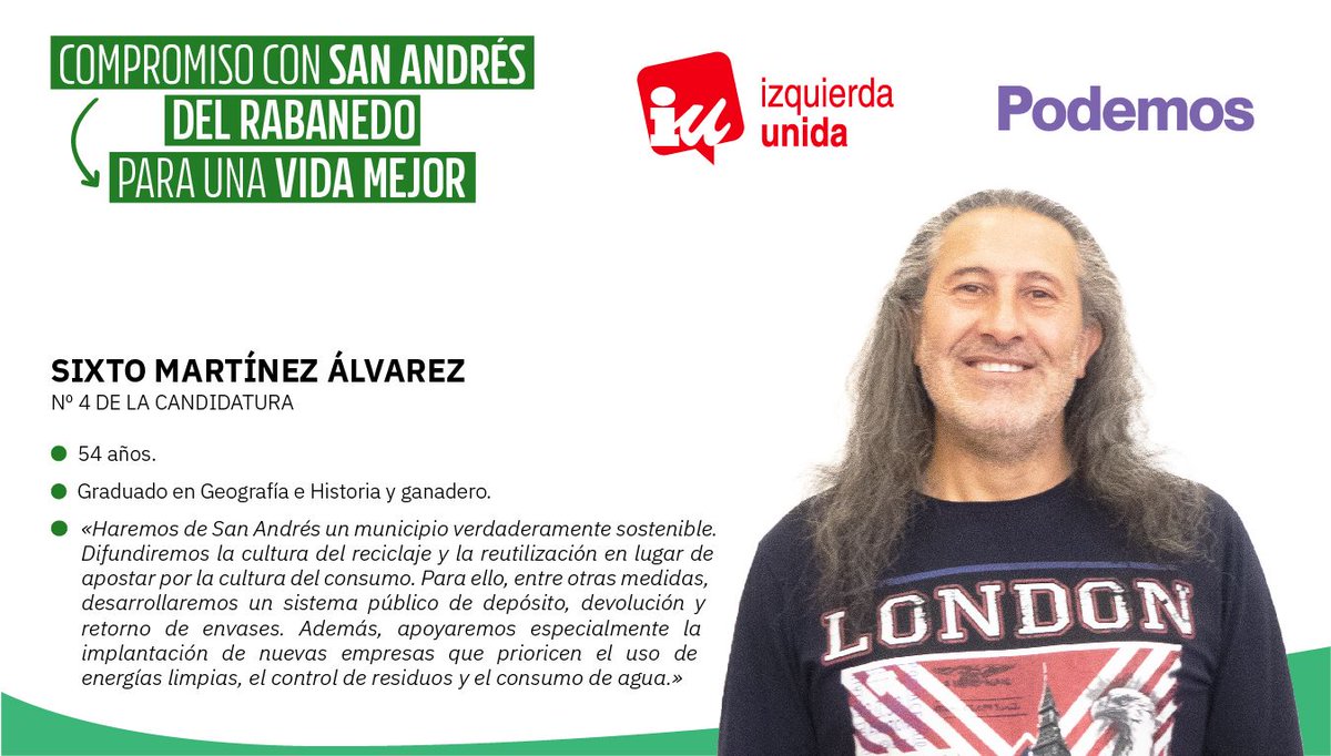 Detrás de todo gran programa, hay un potente equipo de personas:

El 4º puesto de la candidatura lo ocupa Sixto Martínez Álvarez

#CompromisoConSanAndres #CuidamosLoCercano