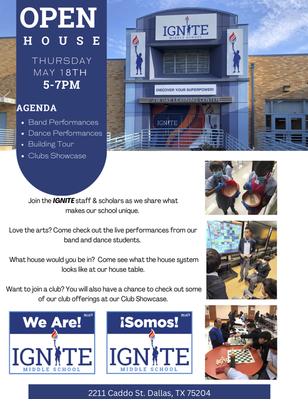 Personalize Dallas ISD (@personalizedisd) on Twitter photo IGNITE Middle School is accepting applications and holding an open house for all prospective families tomorrow, May 18th from 5-7 PM. Join their staff and scholars as they share what makes their campus unique!
<a href="/dallasschools/">Dallas ISD</a>
<a href="/TransformDISD/">Dallas ISD OTI Public School Choice</a> IGNITE Middle School is accepting applications and holding an open house for all prospective families tomorrow, May 18th from 5-7 PM. Join their staff and scholars as they share what makes their campus unique!
<a href="/dallasschools/">Dallas ISD</a>
<a href="/TransformDISD/">Dallas ISD OTI Public School Choice</a>