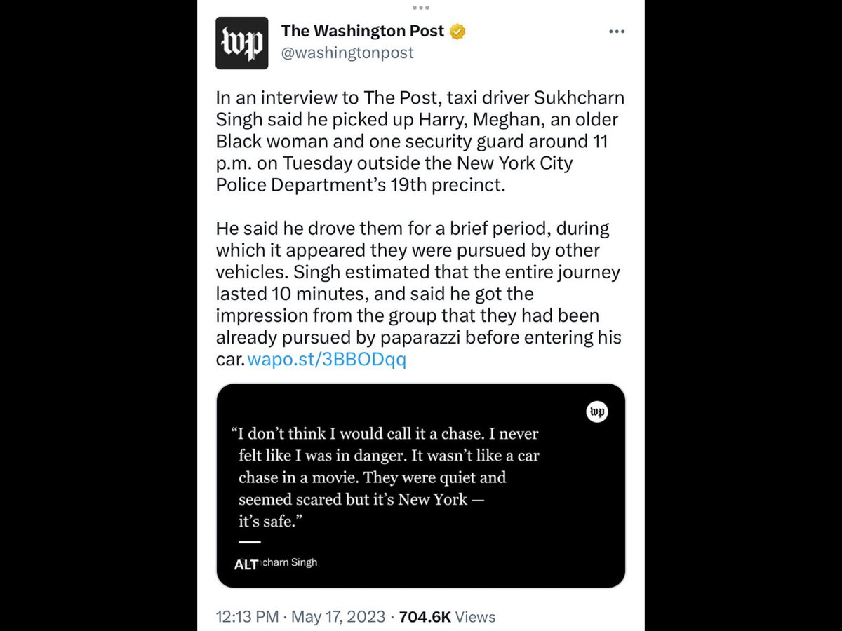 A final postscript to the #PrStuntMeghanMarkle the gruesome twosome pulled in NYC. 
I ❤️ this cabbie’s honesty!! The ride lasted for 10 minutes. 
#RecollectionsMayVary
#MeghanMarkIeisaLiar 
#HarryandMeghanareGrifters
#HarryandMeghanAreLiars