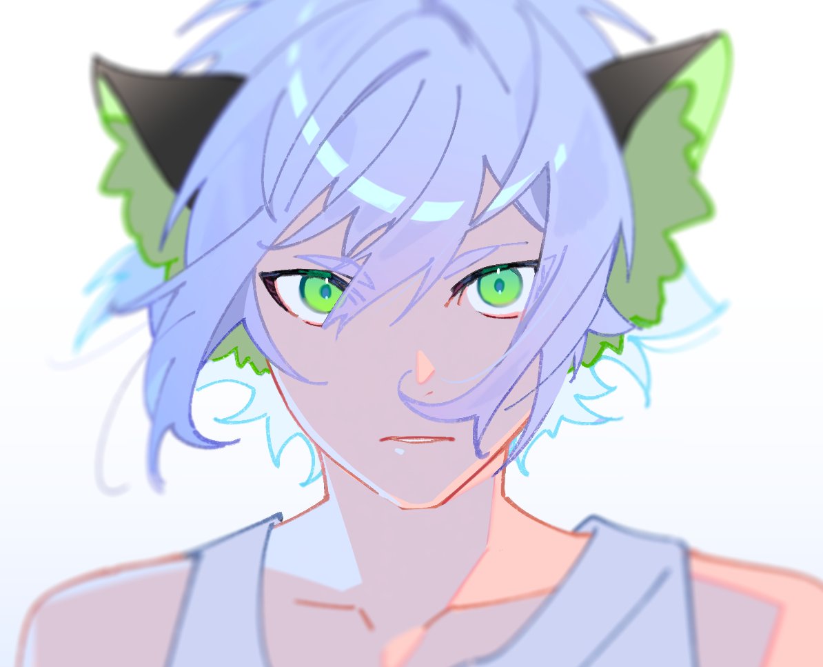 luoxiaohei 1boy animal ears solo cat ears male focus green eyes short hair  illustration images