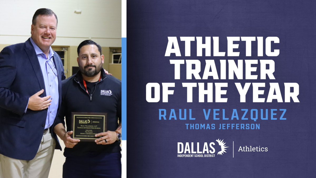 Congratulations to our 2022-23 award winners, announced Tuesday.

James Mays, HS Coordinator of the Year
Nicole Stovall, HS Asst Coordinator of the Year
Simone Bond, MS Coordinator of the Year
Raul Velazquez, Athletic Trainer of the Year

 #PlayBIGDallas…