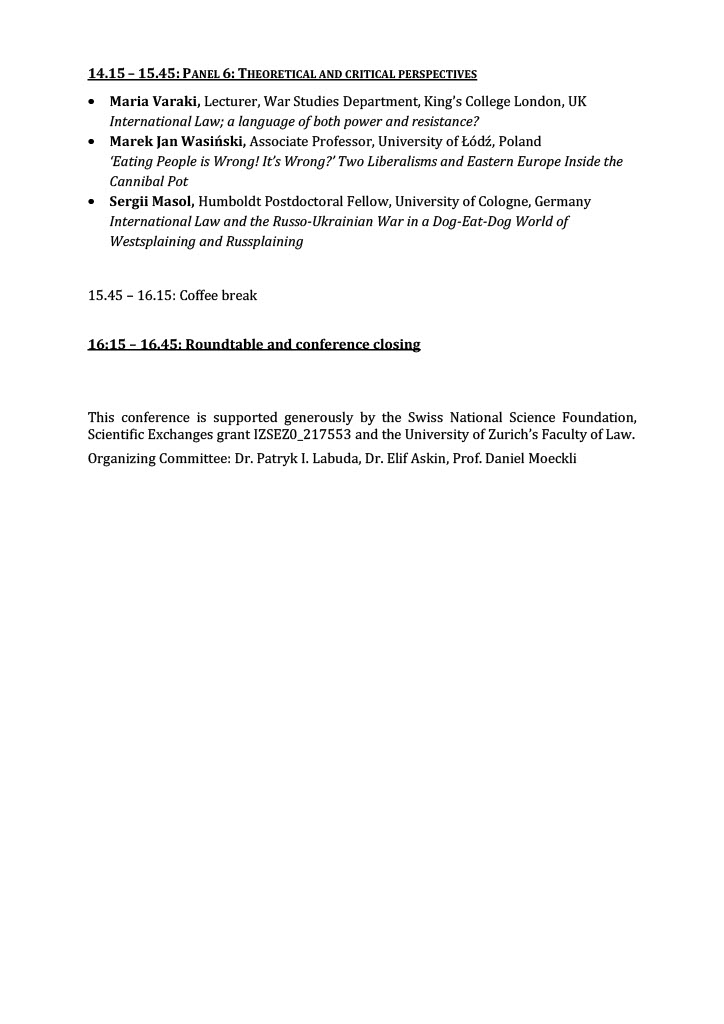 Pleased to announce the programme for our conference in Zurich on 15-16 June 2023:

'Ukraine and the Post-Liberal International Order after the Zeitenwende'

We have a great line up of speakers ⭐️⭐️⭐️... see here for details tinyurl.com/46eu7et4 

cc @_ElifAskin @UZH_ch