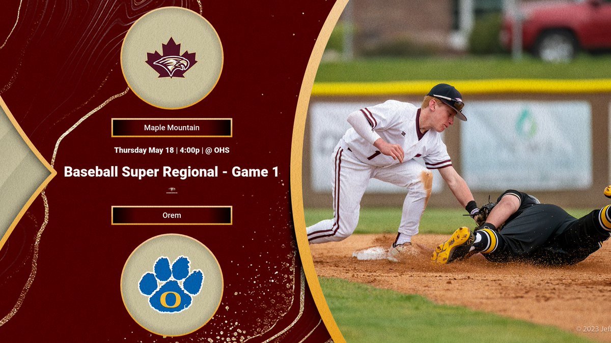 Baseball heads to Orem for the Super Regional playoff game 1 on Thursday May 18. 4:00pm

#goldeneaglebaseball #maplemountainsports
