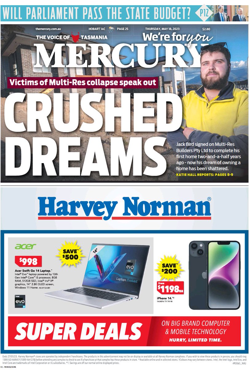 ukpapers's tweet photo. ★ Crushed Dreams

▫Clients of Tasmanian building company in liquidation say they were promised the world, have instead been left with nothing but the bones of the buildings they thought would become their homes
▫@KatieWrites94 ★ 

#frontpagestoday #Tasmania @themercurycomau https://t.co/f5qPVOOCsV