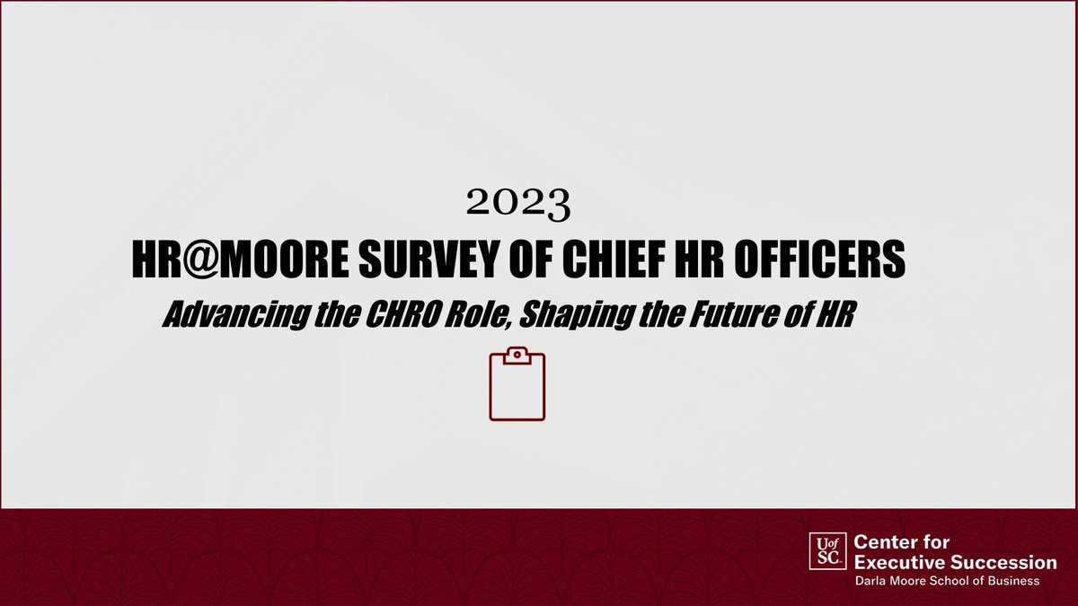 MooreSchool_CES's tweet photo. We are thrilled to announce the launch of the 2023 HR@Moore Survey of Chief HR Officers.  

If you currently serve as CHRO or CPO and have not received an email with a link to this year’s survey, please reach out to @CHROWhisperer or CHROSurvey@moore.sc.edu. https://t.co/H6r9hD0uew