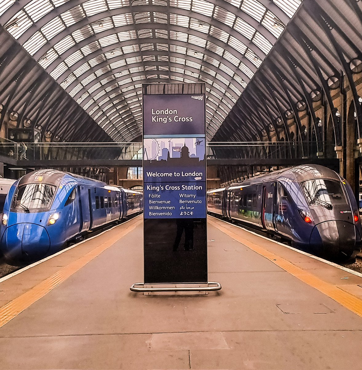 A great pairing! Side by side at #KingsCross @Hull_Trains Paragon 802 and a @LumoTravel Class 803 wait for their next departures 😎🚆🚆 #Trains #Railways #KGX  #OpenAccess #railwayphotography