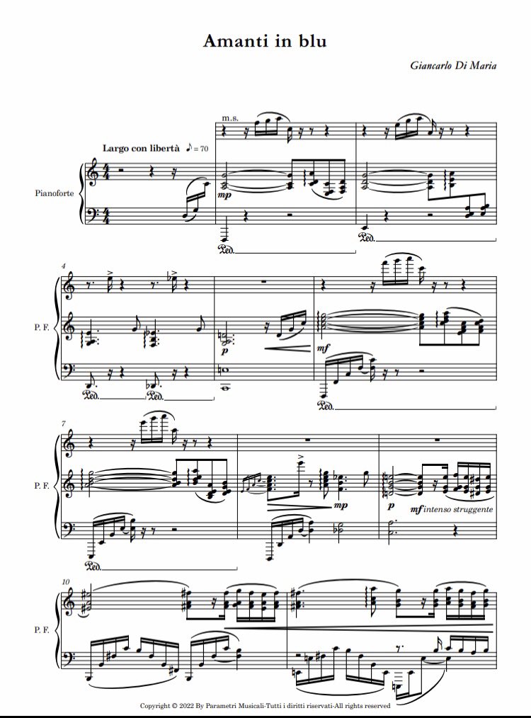 GiancarloDiMari's tweet photo. Amanti In Blu
Le Piano De Magritte
Compositeur: Giancarlo Di Maria
Tonalité :Do majeur
Date :2022
Droit d'auteur :Copyright © Parametri Musicali 
https://t.co/RTwUnXREtM https://t.co/5eTzKGWiZ7