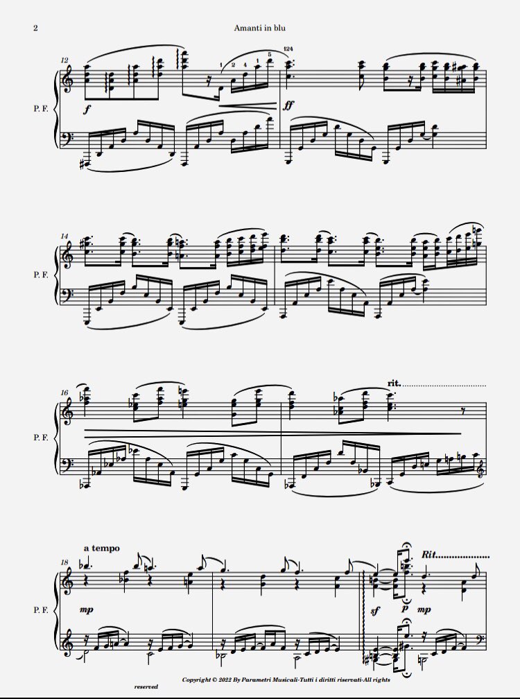 GiancarloDiMari's tweet photo. Amanti In Blu
Le Piano De Magritte
Compositeur: Giancarlo Di Maria
Tonalité :Do majeur
Date :2022
Droit d'auteur :Copyright © Parametri Musicali 
https://t.co/RTwUnXREtM https://t.co/5eTzKGWiZ7