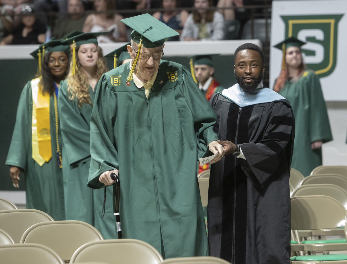 <a href="/oursoutheastern/">Southeastern LA Univ</a>’s oldest graduate in school history! At 85 years young, Mr. Kenneth Colona graced the stage and earned his Bachelor of Arts in Sociology! Big #LionUp for Mr. Colona!