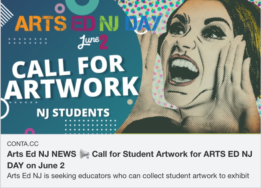 Arts Ed NJ NEWS 📢 Call for Student Artwork for ARTS ED NJ DAY on June 2
Arts Ed NJ is seeking educators who can collect student artwork to exhibit!

Learn More about this Opportunity! conta.cc/3OdjzVn

#exhibit #artwork #studentcentered #visualAr
conta.cc/3Wf0vI7