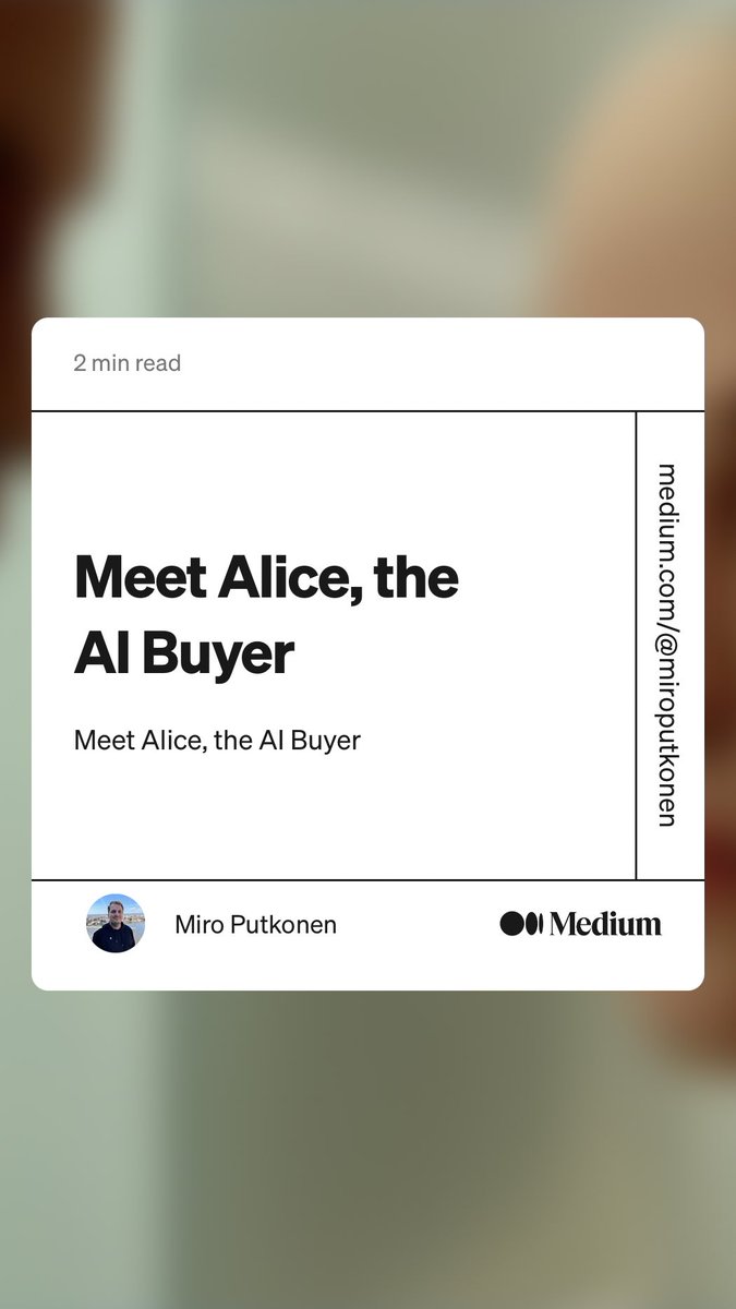 MiroPutkonen's tweet photo. Meet Alice, the AI Buyer

https://t.co/NsYQarKdtA https://t.co/Wa5Y5p9CEw