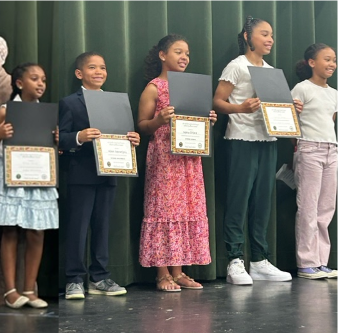 SequoiaEL's tweet photo. #5thGrade students from #SequoiaElementary students receiving awards for their Academic Excellence at the MDUSD Black Excellence Awards Ceremony @SequoiaEL @MtDiabloUSD @SequoiaSteam277 @ric https://t.co/eCwkZSNxBi