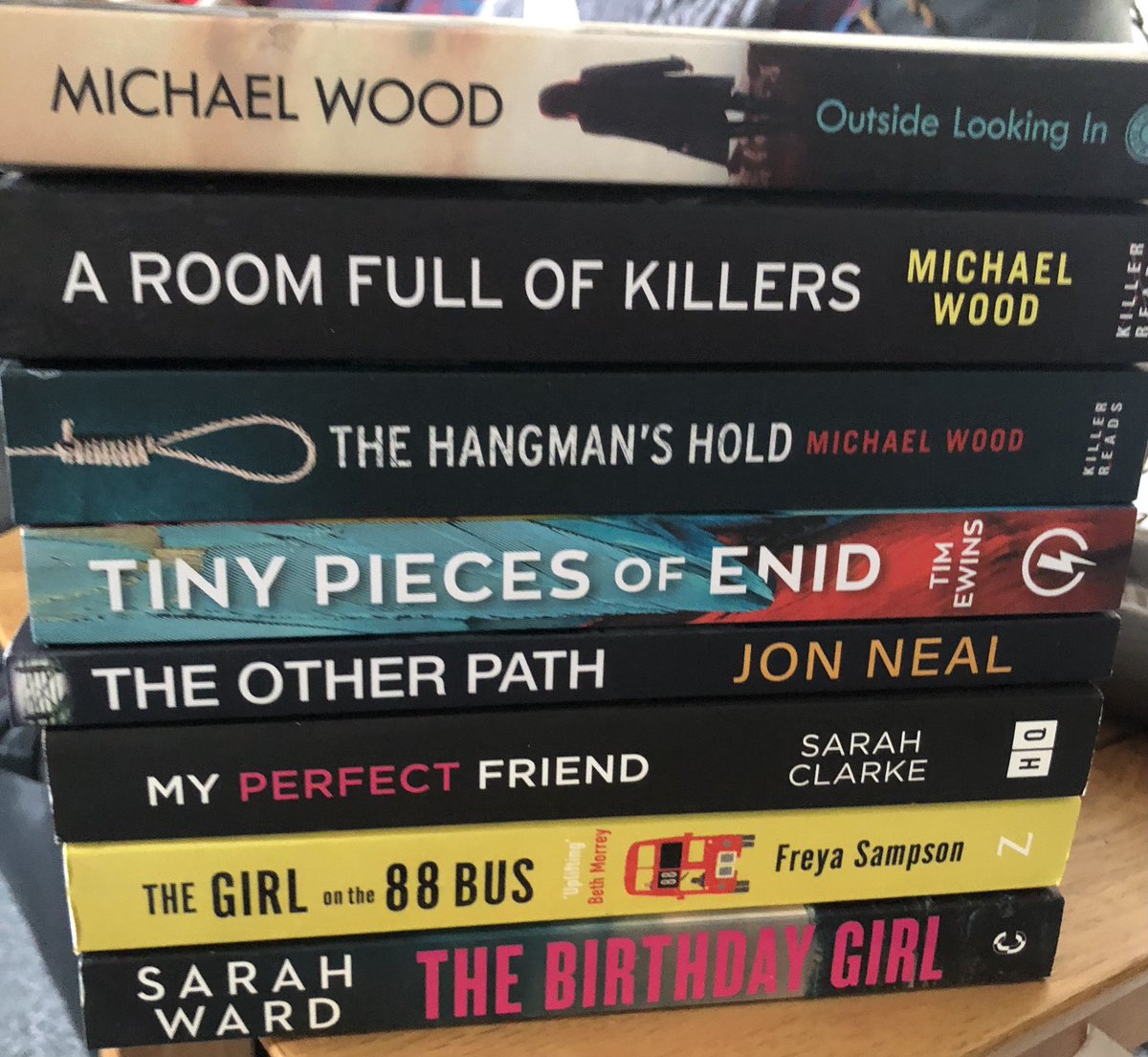 Janelovestoread's tweet photo. Finally used my birthday gift cards to add books to my ever growing TBR pile!!! xx https://t.co/X31tbxrGWc