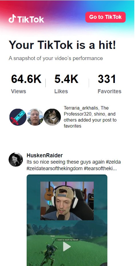 HuskenTTV's tweet photo. This has been absolutely insane!! Thank you everyone who follows me on TikTok! See you guys on twitch tonight 6:30pm est and we can expand our Korok space program. https://t.co/jE3w3duRdv https://t.co/FXWCeYEOy0