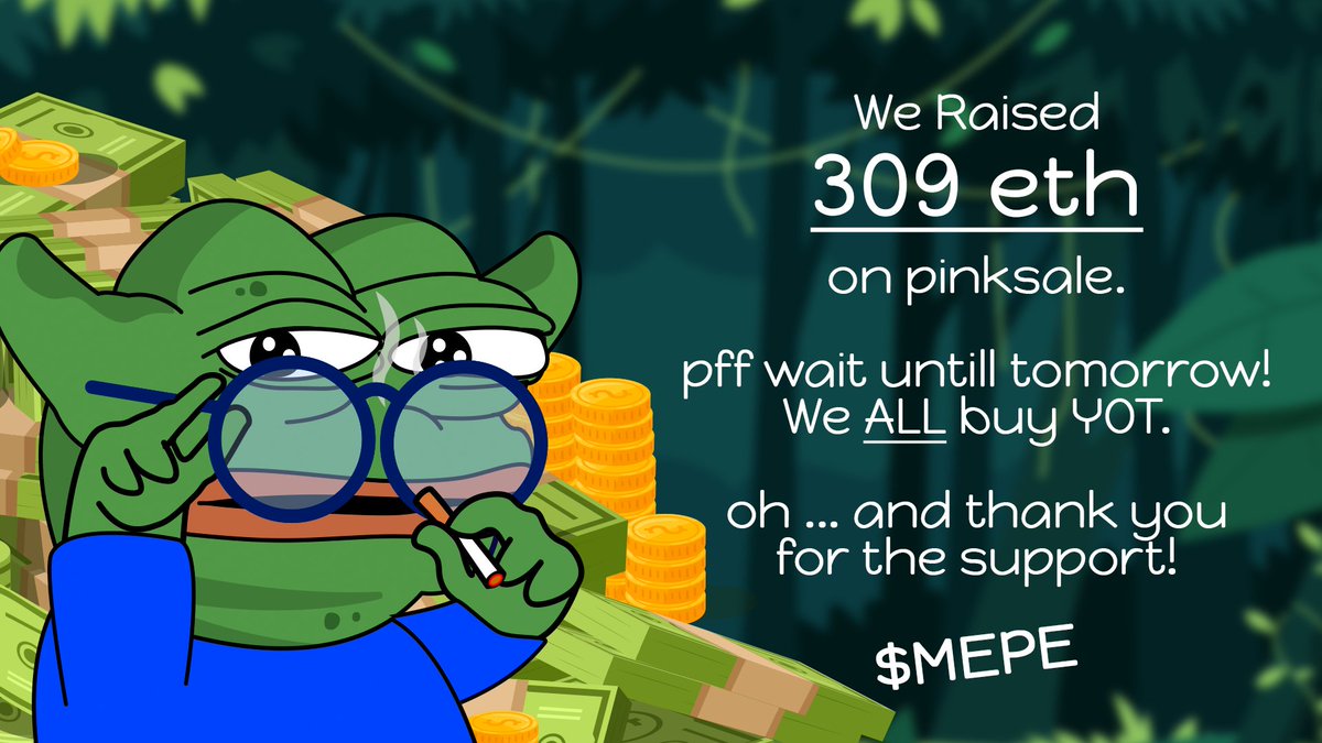 Thank you to all who supported our fair sale. Time to start picking the colour of your yots. We going green. 

#CryptoCommunity #ETH