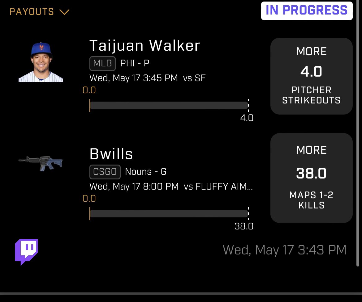 KTPicks400's tweet photo. Great push potential for both, will hit easy if walker can get right https://t.co/jJnB8A3z7L