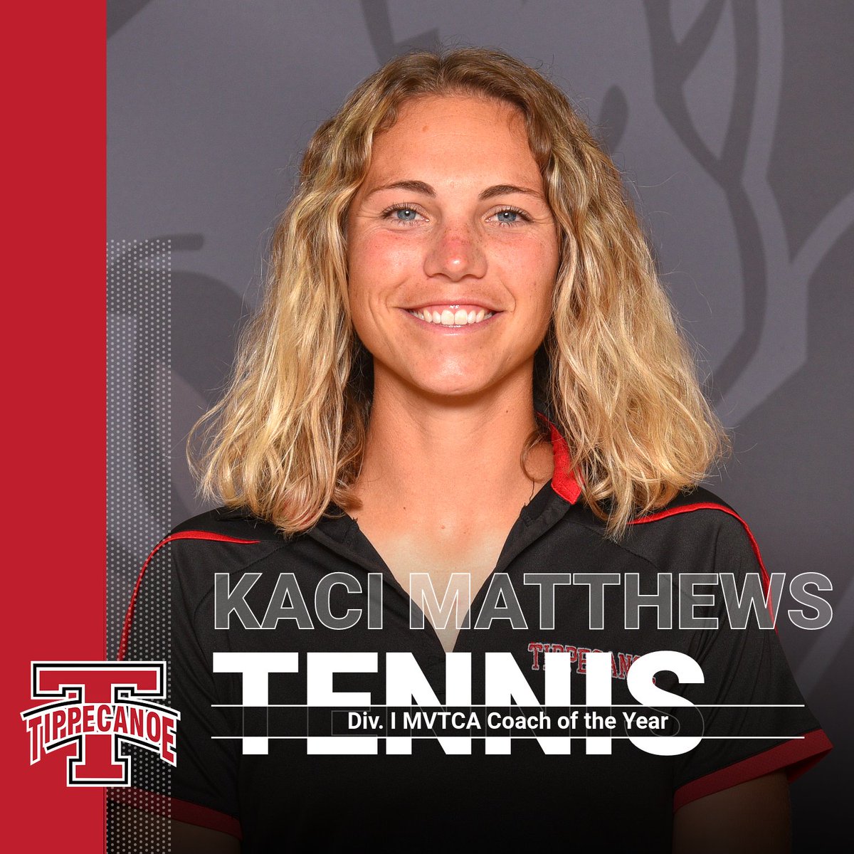 Congratulations to Coach Kaci Matthews for being named the 2023 Miami Valley Tennis Coaches Association's Division I Coach of the Year!!!  Well deserved!  Thank you for what you do for the Red Devils!!
#TippPride
<a href="/TippTennis/">Tippecanoe Men’s Tennis</a>
<a href="/TippRedDevils/">Tippecanoe Athletics</a>