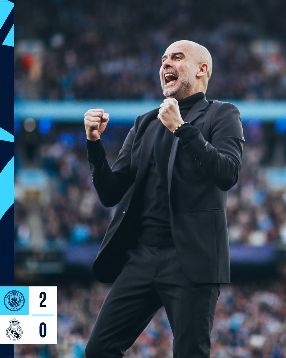 ManCityES's tweet photo. Explosión de alegría, by Pep Guardiola. Etihad Stadium. Mayo de 2023.

🔵 2-0 ⚫️ (3-1) #MCFCEspañol https://t.co/CC8e0Mpc8z