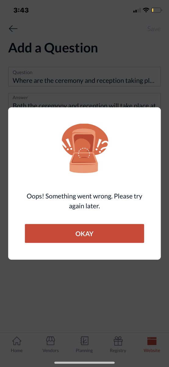 AJ_tappp's tweet photo. If I get this message one more time 😤😤 @theknot https://t.co/Ar1FPg2hkQ